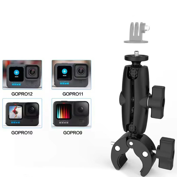 Шарнірне кріплення-щипці на трубу MSCAM Motorcycle Clip Bracket L для екшн-камер GOPRO, SJCAM, DJI, INSTA360