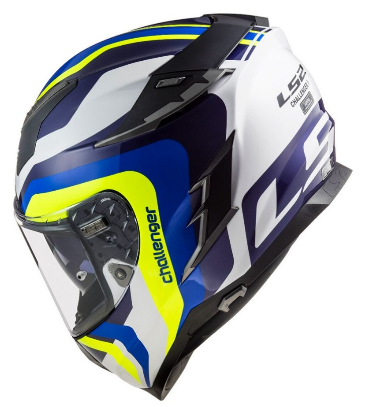 Мотошлем LS2 FF327 Challenger Galactic Gloss White/Yellow/Blue