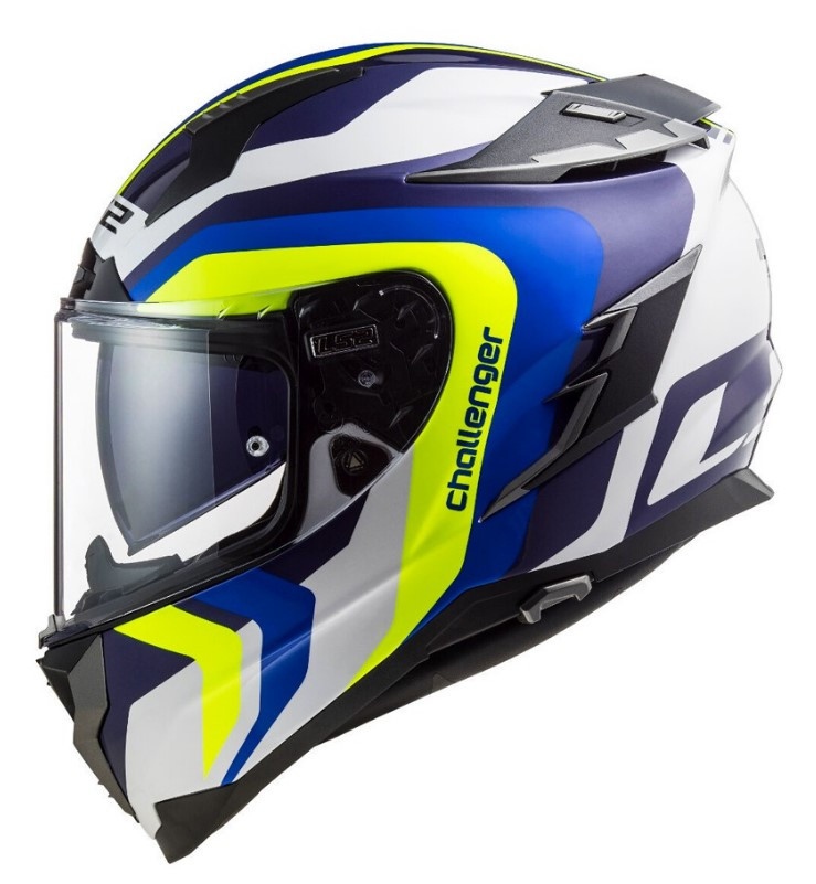 Мотошлем LS2 FF327 Challenger Galactic Gloss White/Yellow/Blue