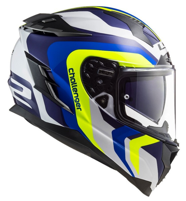 Мотошлем LS2 FF327 Challenger Galactic Gloss White/Yellow/Blue