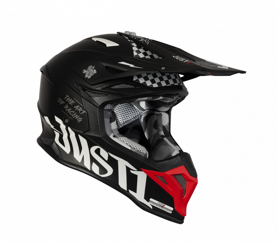 Мотошолом Just1 J39 Rock Red/White/Black Matt