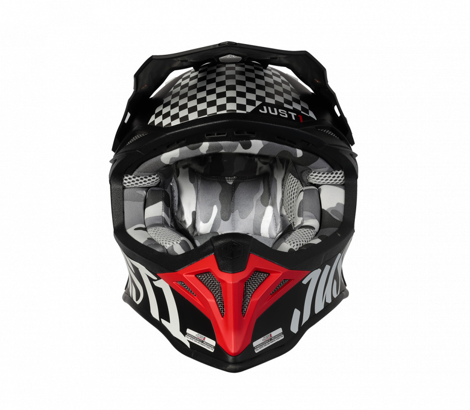 Мотошолом Just1 J39 Rock Red/White/Black Matt