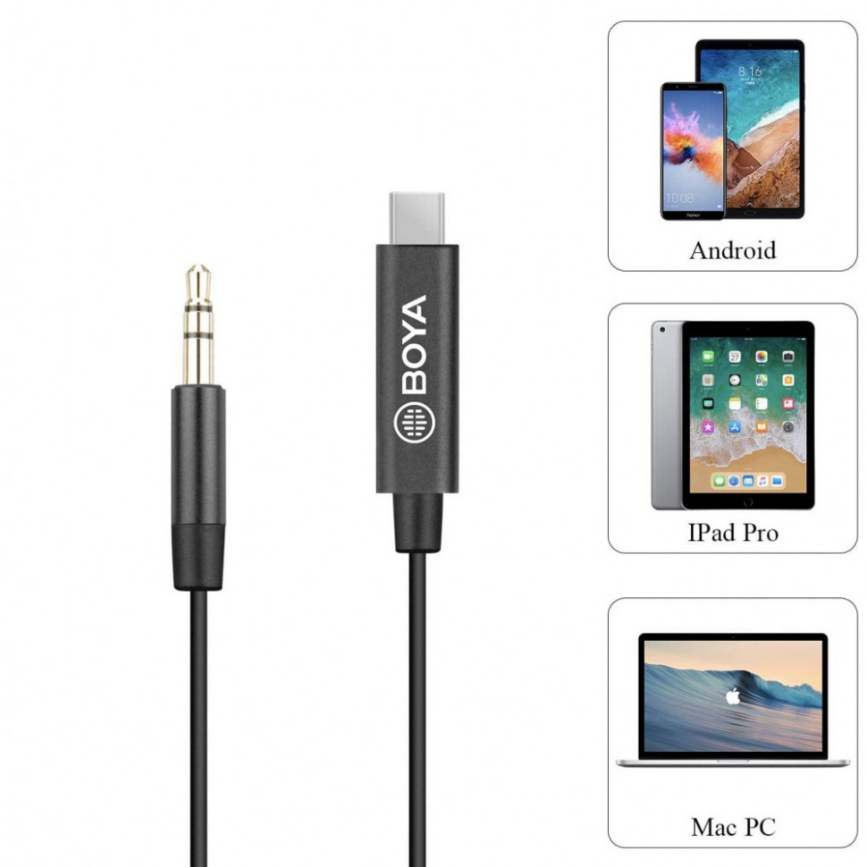 Адаптер Boya BY-K2 c 3.5 мм на USB Type-C