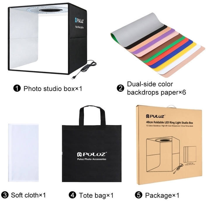 Фотобокс с подсветкой Puluz PU5041B 40x40x40 см.