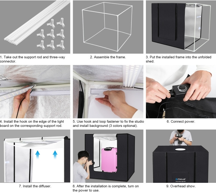 Фотобокс с подсветкой Puluz PU5080EU LED 80x80x80 см.