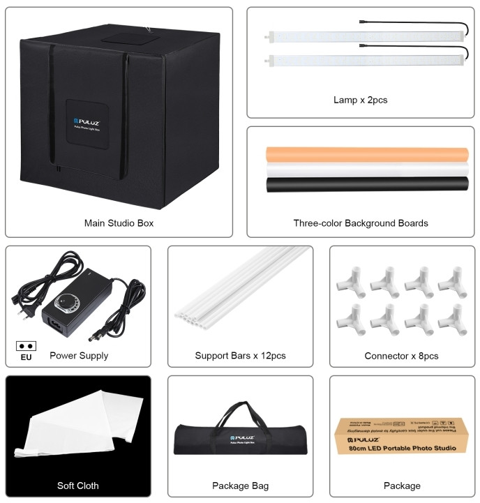 Фотобокс с подсветкой Puluz PU5080EU LED 80x80x80 см.