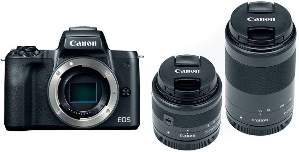 Камера Canon EOS M50 Kit 15-45mm IS STM + 55-200mm IS STM Black (2680C054)
