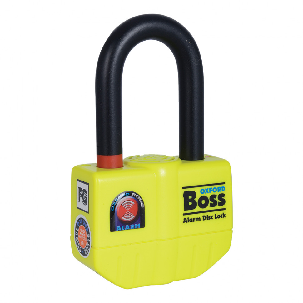 Замок дисковый с сигнализацией Oxford Boss Alarm Disc Lock 14mm Yellow (OF3)