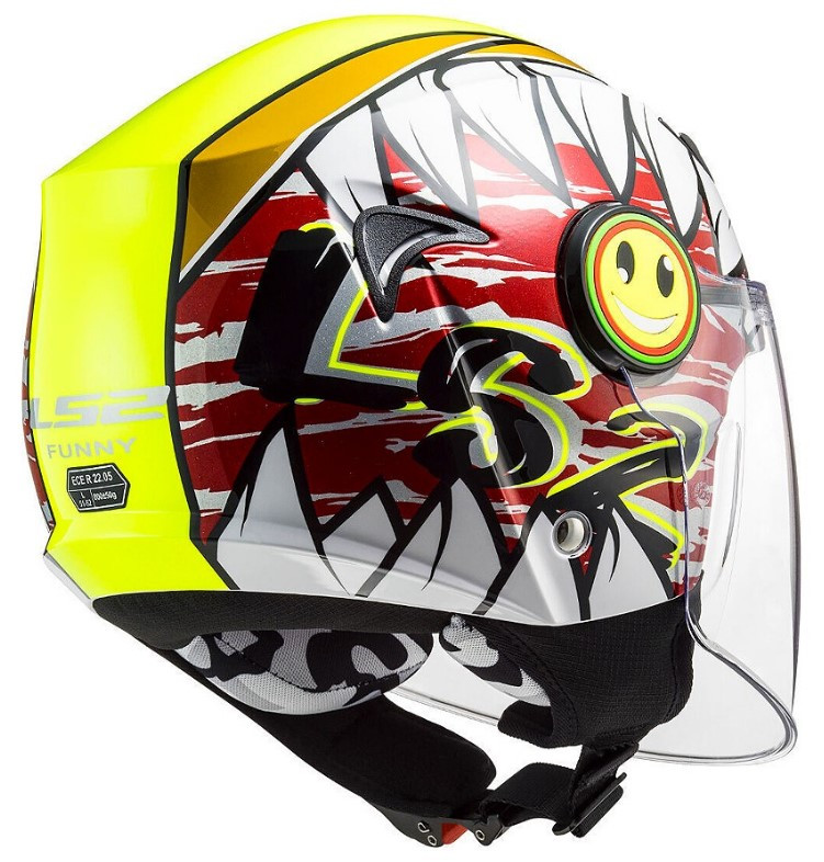 Детский мотошлем LS2 OF602 Funny Crunch White H-V Yellow