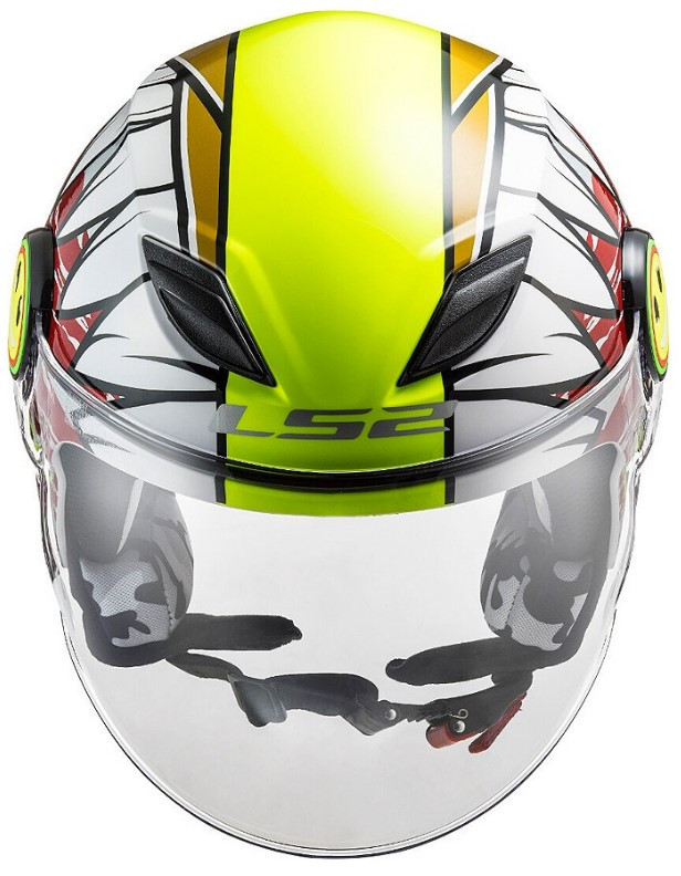Детский мотошлем LS2 OF602 Funny Crunch White H-V Yellow