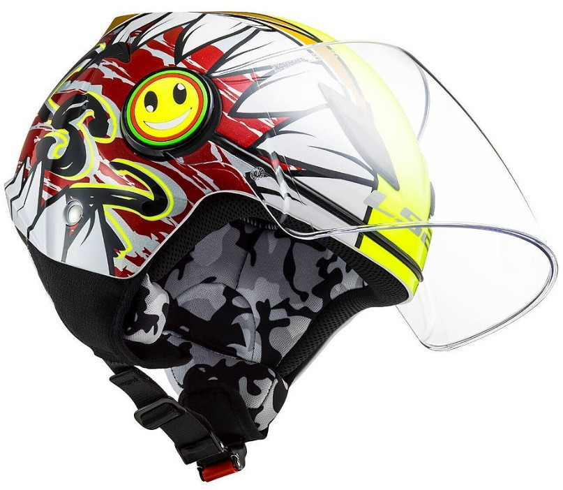 Детский мотошлем LS2 OF602 Funny Crunch White H-V Yellow