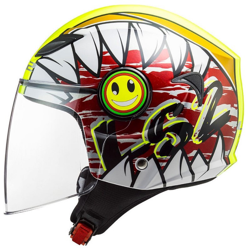 Детский мотошлем LS2 OF602 Funny Crunch White H-V Yellow