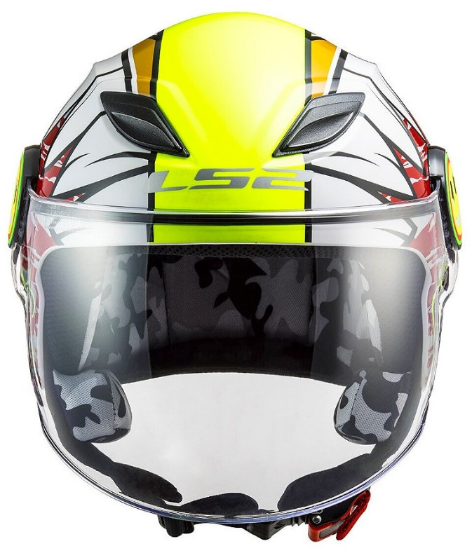 Детский мотошлем LS2 OF602 Funny Crunch White H-V Yellow