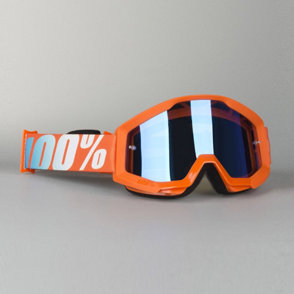 Детские мото очки 100% Strata JR Orange Mirror Lens Blue (50510-006-02)