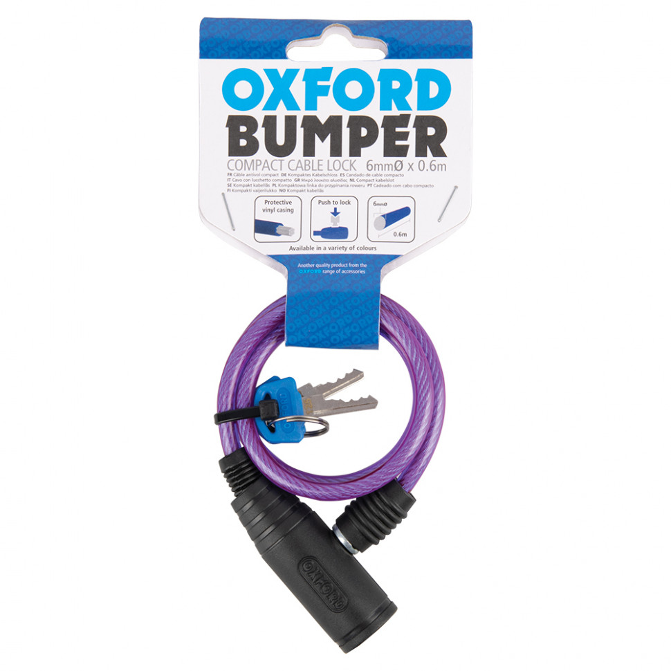 Трос противоугонный Oxford Bumper Cable Lock 600mm x 6mm Purple (OF03)