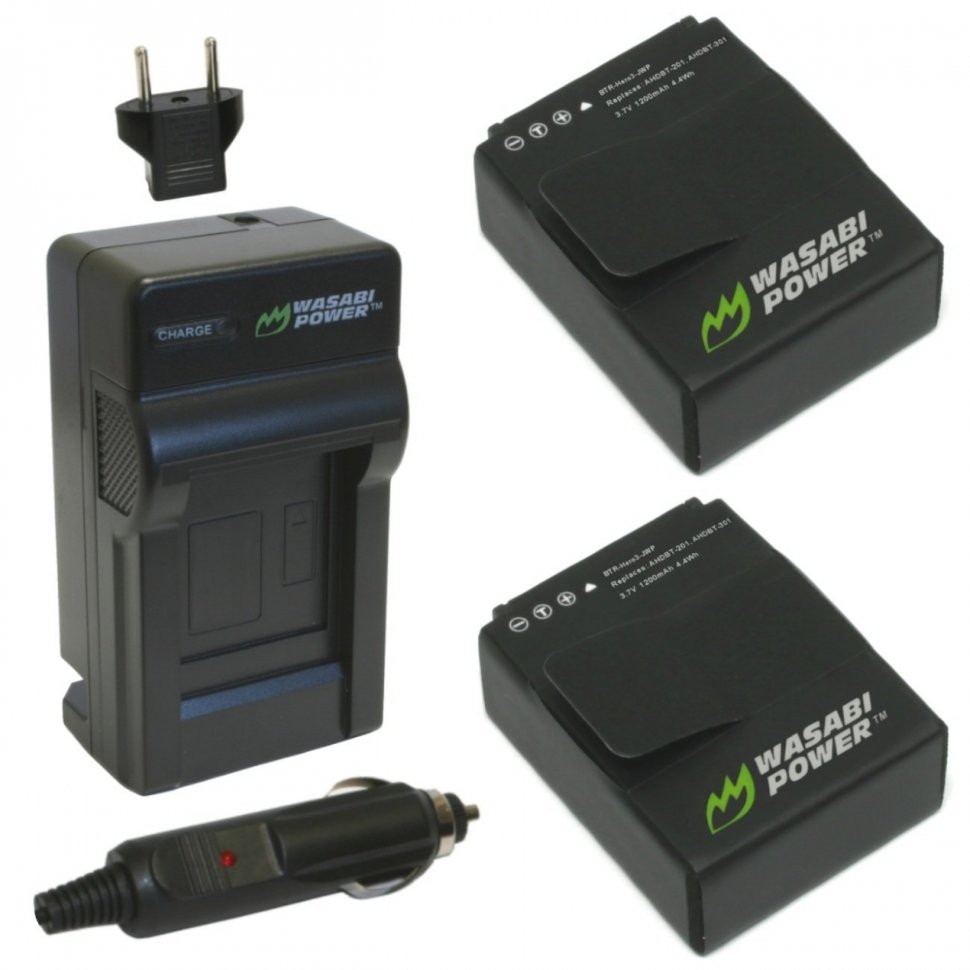 Аккумуляторы 2 шт Wasabi Power для GoPro 3 (с зарядкой)