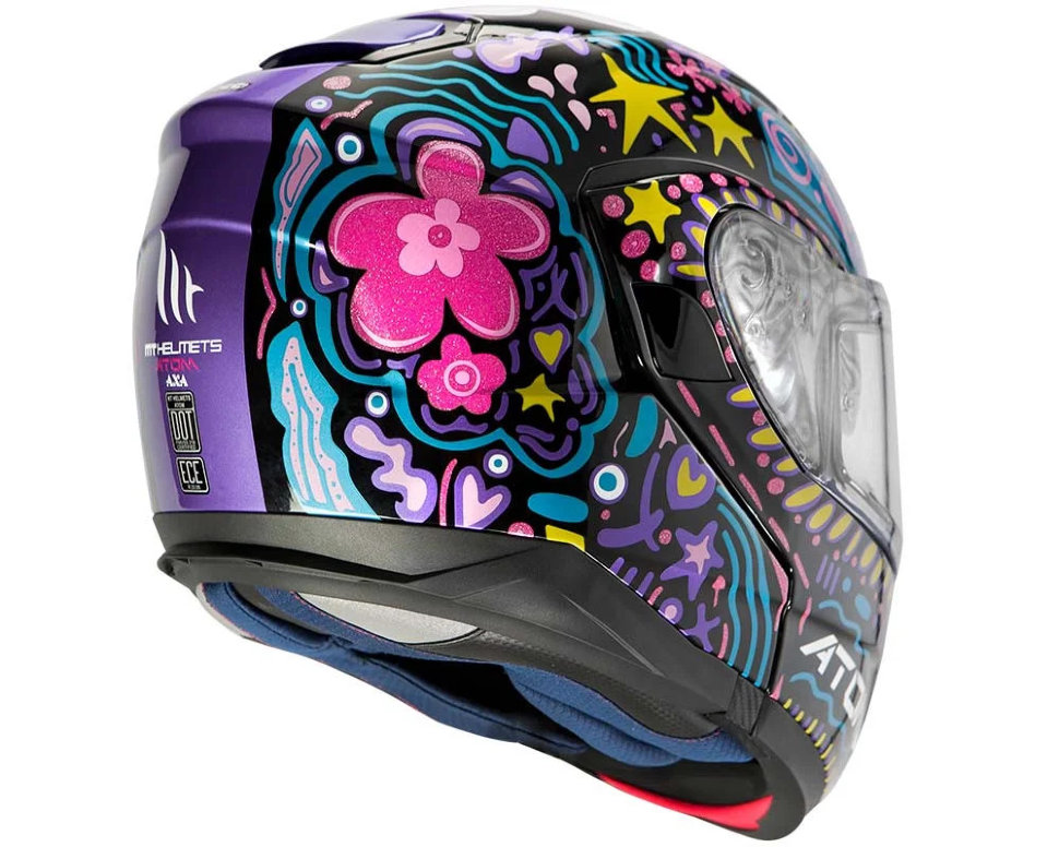 Мотошлем MT Helmets Atom SV Axa Black/Purple/Yellow/Blue