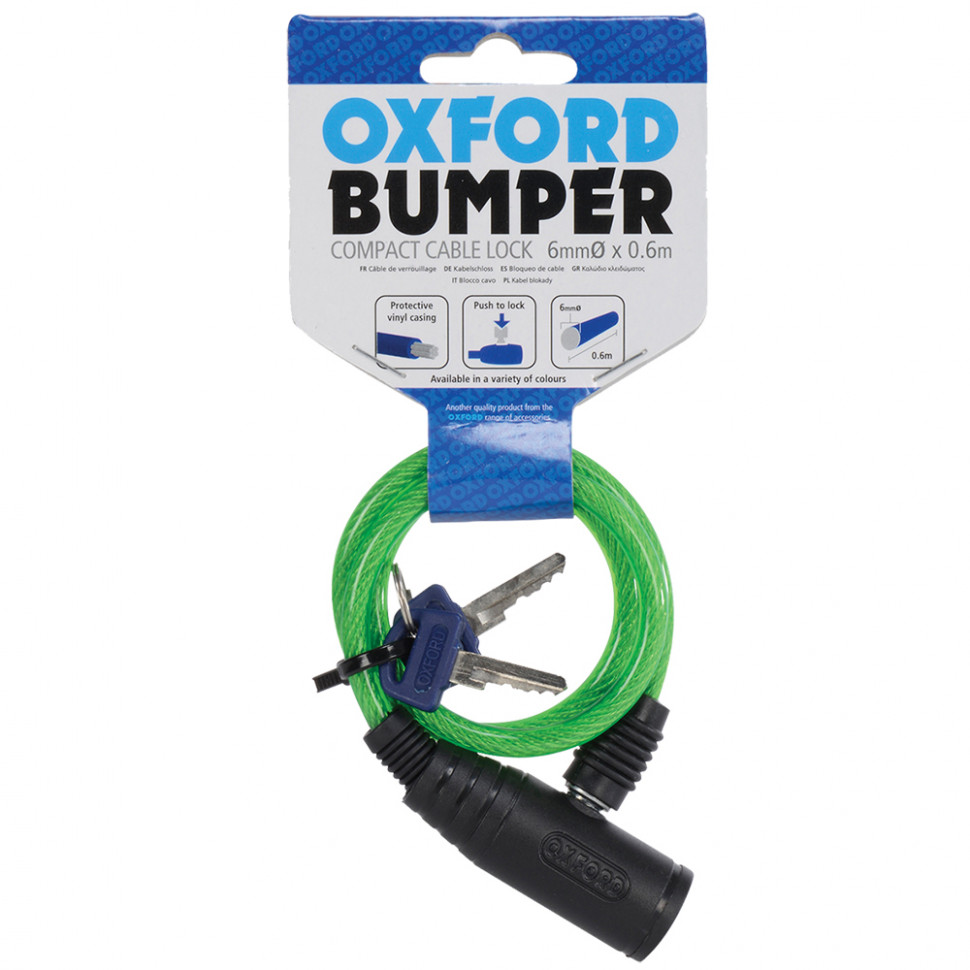Трос противоугонный Oxford Bumper Cable Lock 600mm x 6mm Green (OF04)