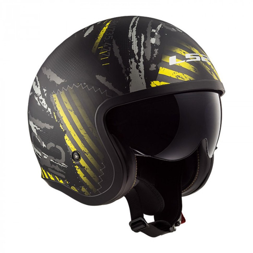 Мотошлем LS2 OF599 Spitfire Garage Matt Black/Yellow
