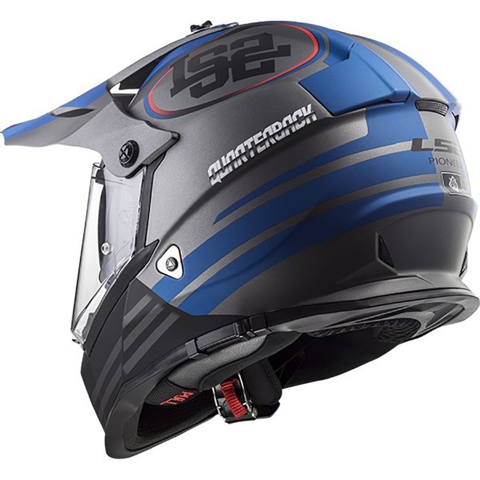 Мотошлем LS2 MX436 Pioneer Quaterback Matt Titanium Blue