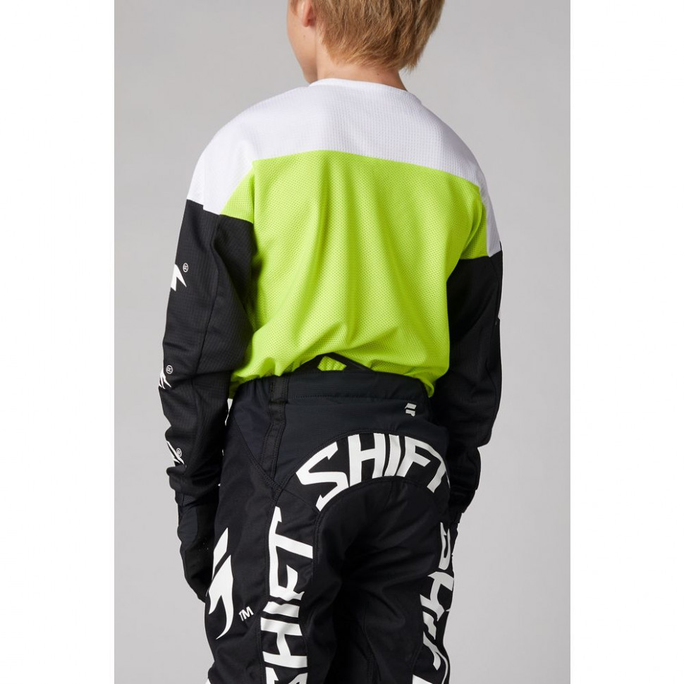 Детская мотоджерси Shift Youth White Label Flame Jersey Flo Yellow