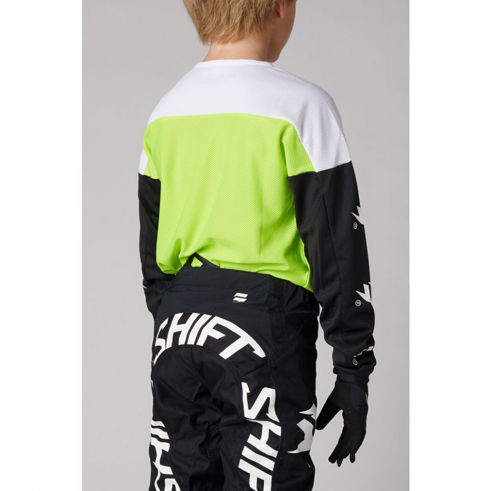 Детская мотоджерси Shift Youth White Label Flame Jersey Flo Yellow