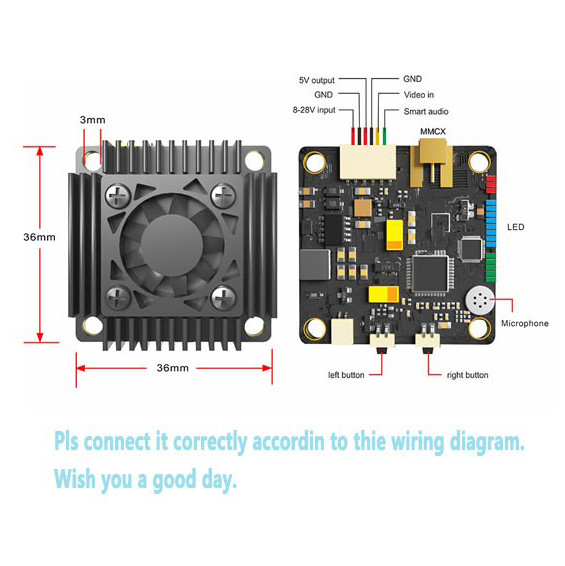 Видеопередатчик для FPV AKK Ultra Long Range 5.8G 3W VTX