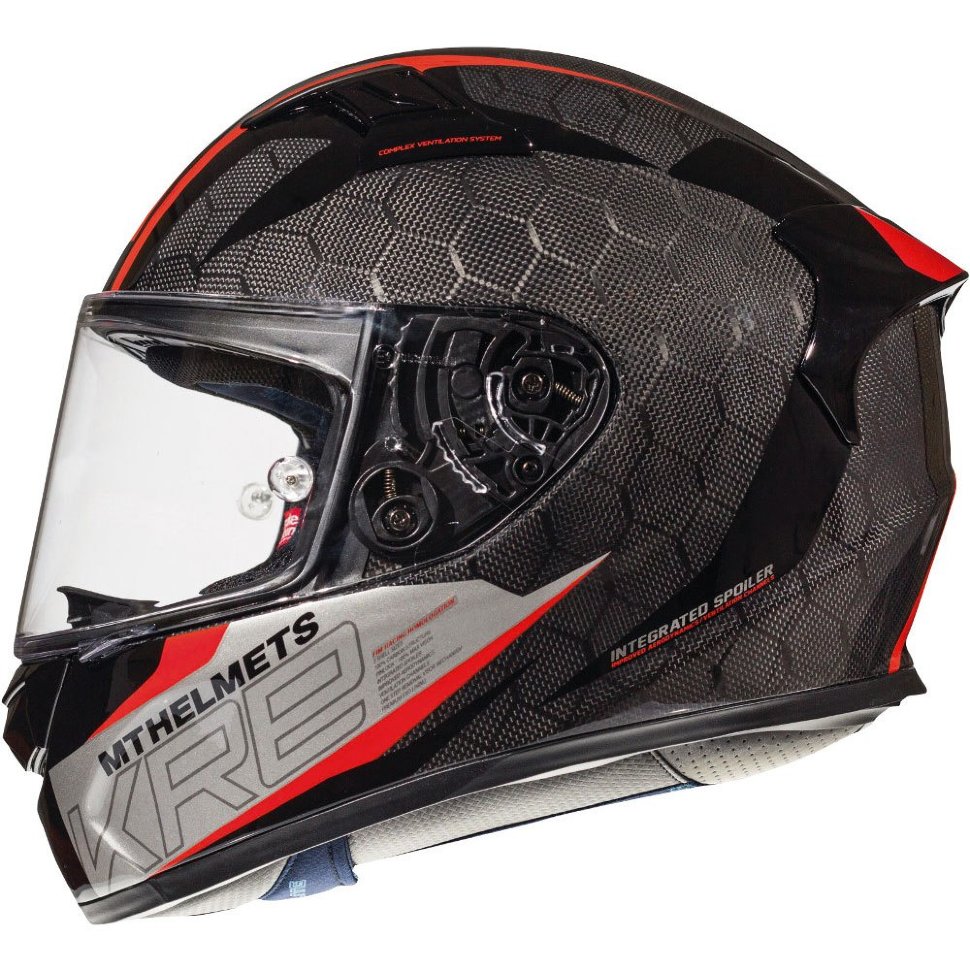 Мотошлем MT Helmets KRE Gloss Snake Carbon 2.0 Grey/Red
