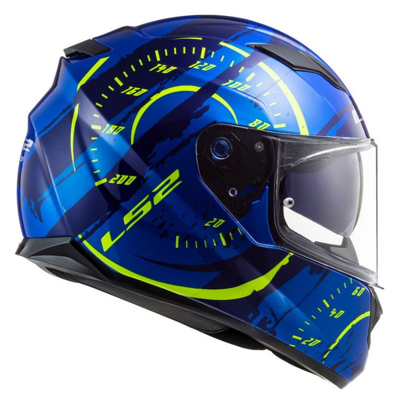 Мотошлем LS2 FF320 Stream Evo Tacho Gloss Blue H-V Yellow