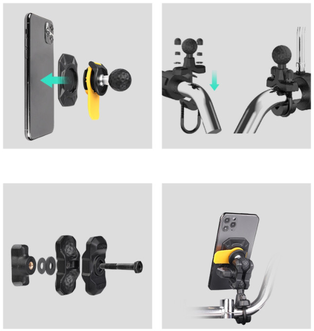 Держатель телефона на руль мотоцикла антивибрационный LockClips OsoPro Mounts (LKU121-PY)