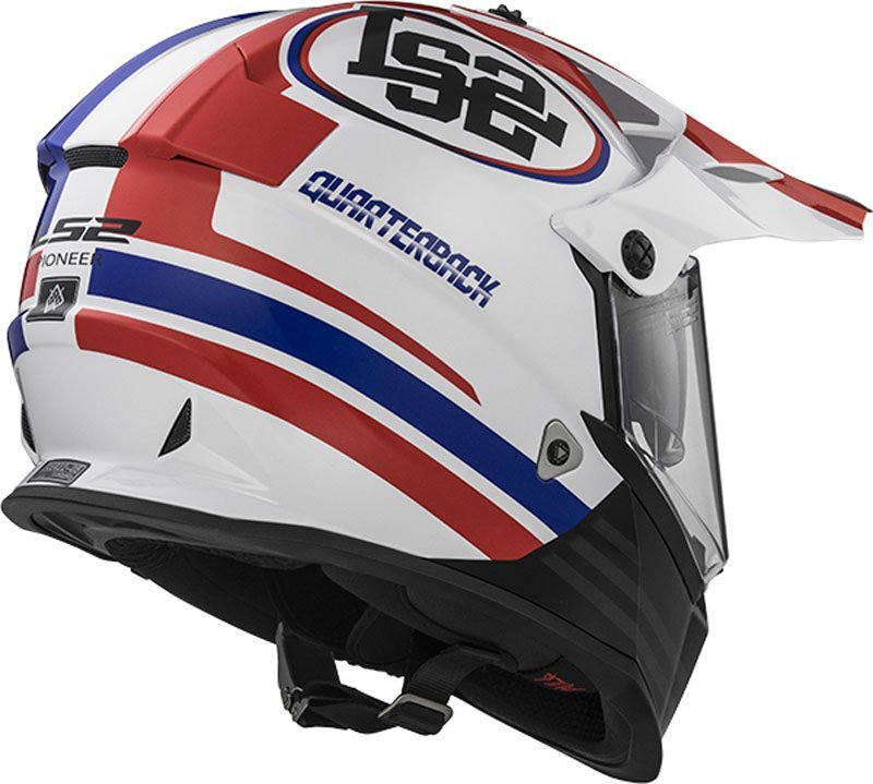 Мотошлем LS2 MX436 Pioneer Quaterback White/Red/Blue