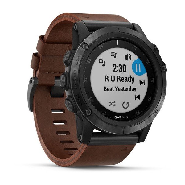 Спортивні годинник Garmin Fenix 5X Plus Sapphire Slate Grey with Brown Leather Band (010-01989-03)