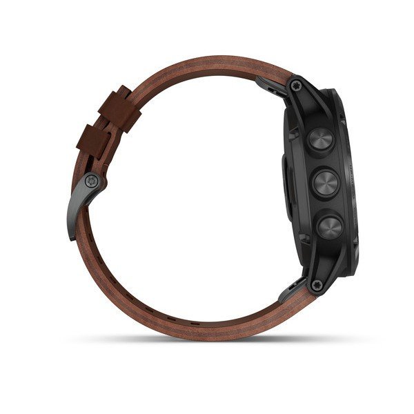 Спортивні годинник Garmin Fenix 5X Plus Sapphire Slate Grey with Brown Leather Band (010-01989-03)
