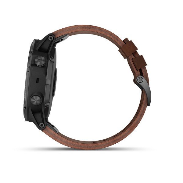 Спортивні годинник Garmin Fenix 5X Plus Sapphire Slate Grey with Brown Leather Band (010-01989-03)