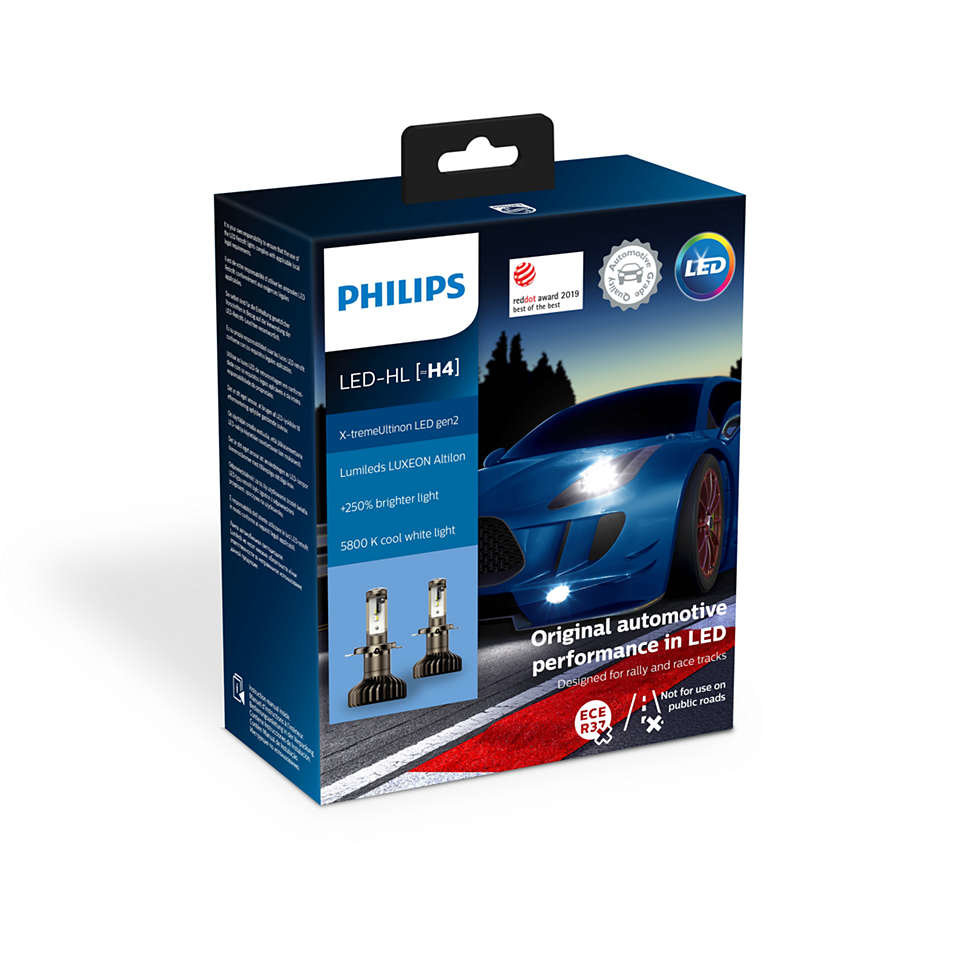 LED лампы комплект Philips H4 X-treme Ultinon +250% (11342XUWX2)
