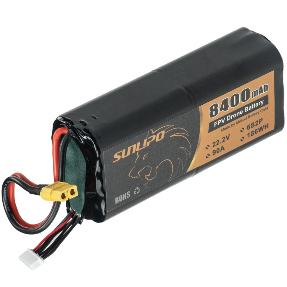 Аккумулятор для FPV SUNLIPO 8400mAh, 6S2P, 22.2V, 90А