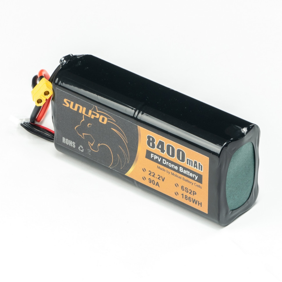 Аккумулятор для FPV SUNLIPO 8400mAh, 6S2P, 22.2V, 90А