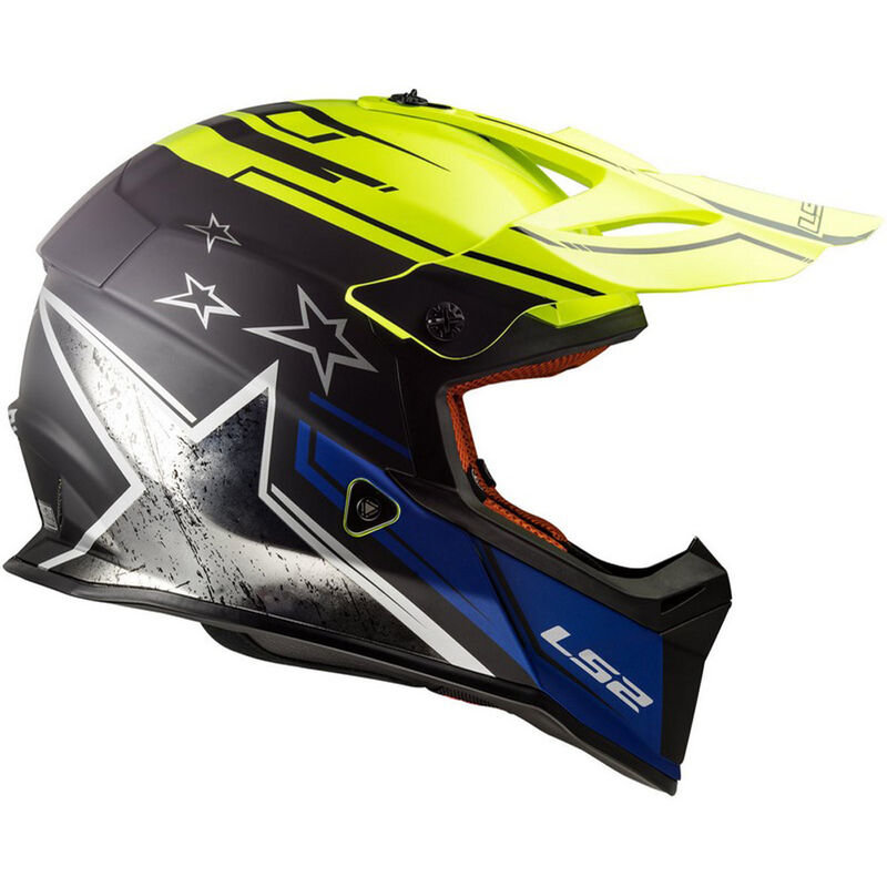 Мотошлем LS2 MX437 Fast Core Matt Black Hi Vis Yellow