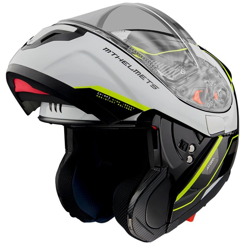Мотошлем MT Helmets Atom FU401 SV White/Grey/Yellow