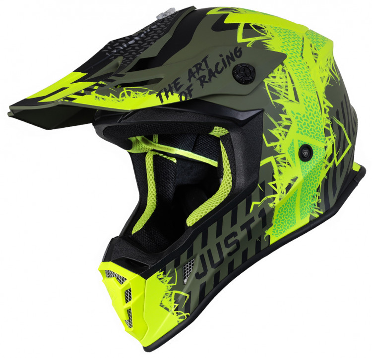 Мотошлем Just1 J38 Mask Fluo Yellow/ Black/ Green Matt купить в