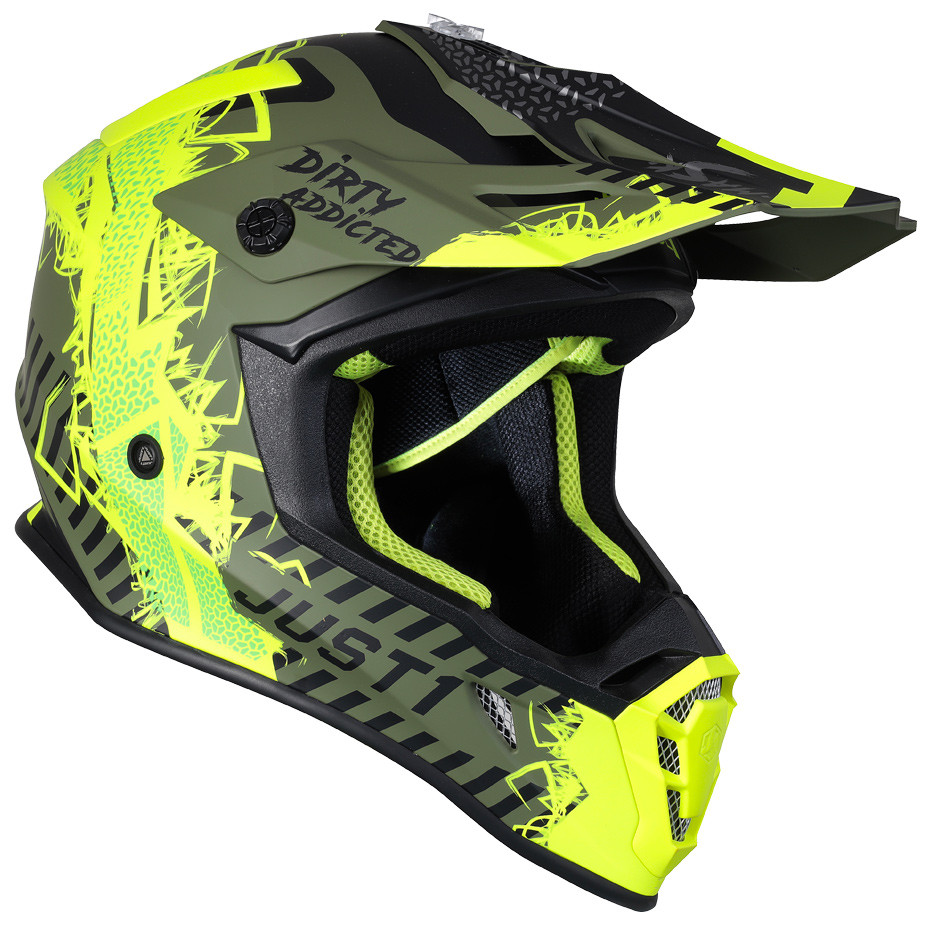 Мотошолом Just1 J38 Mask Fluo Yellow/ Black/ Green Matt