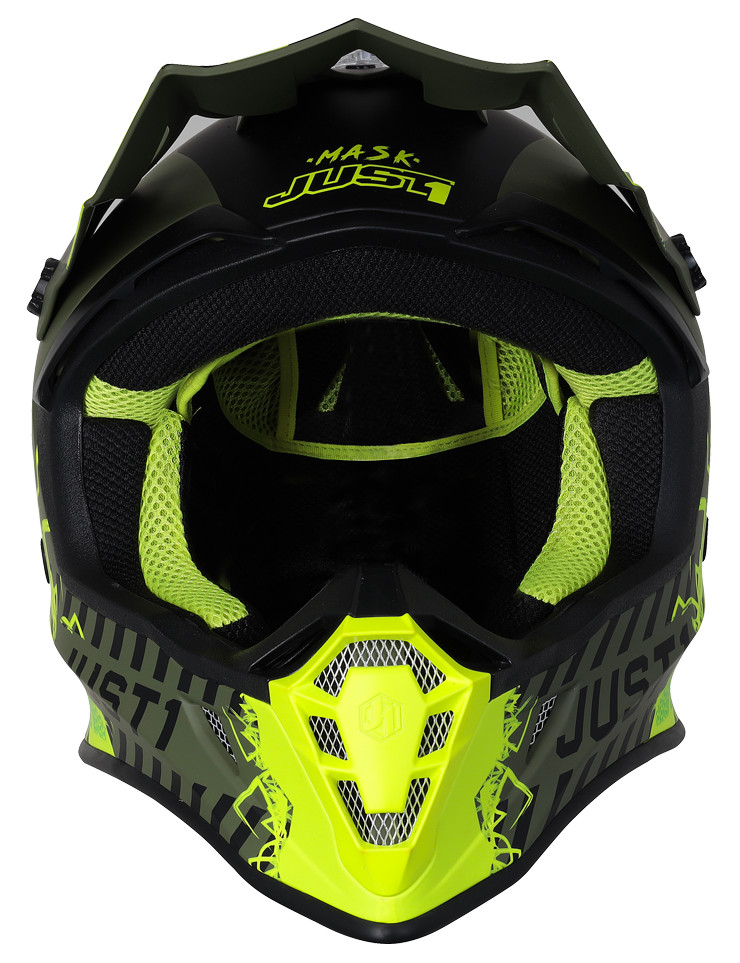 Мотошолом Just1 J38 Mask Fluo Yellow/ Black/ Green Matt