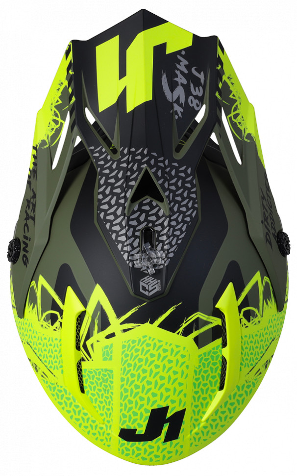 Мотошолом Just1 J38 Mask Fluo Yellow/ Black/ Green Matt