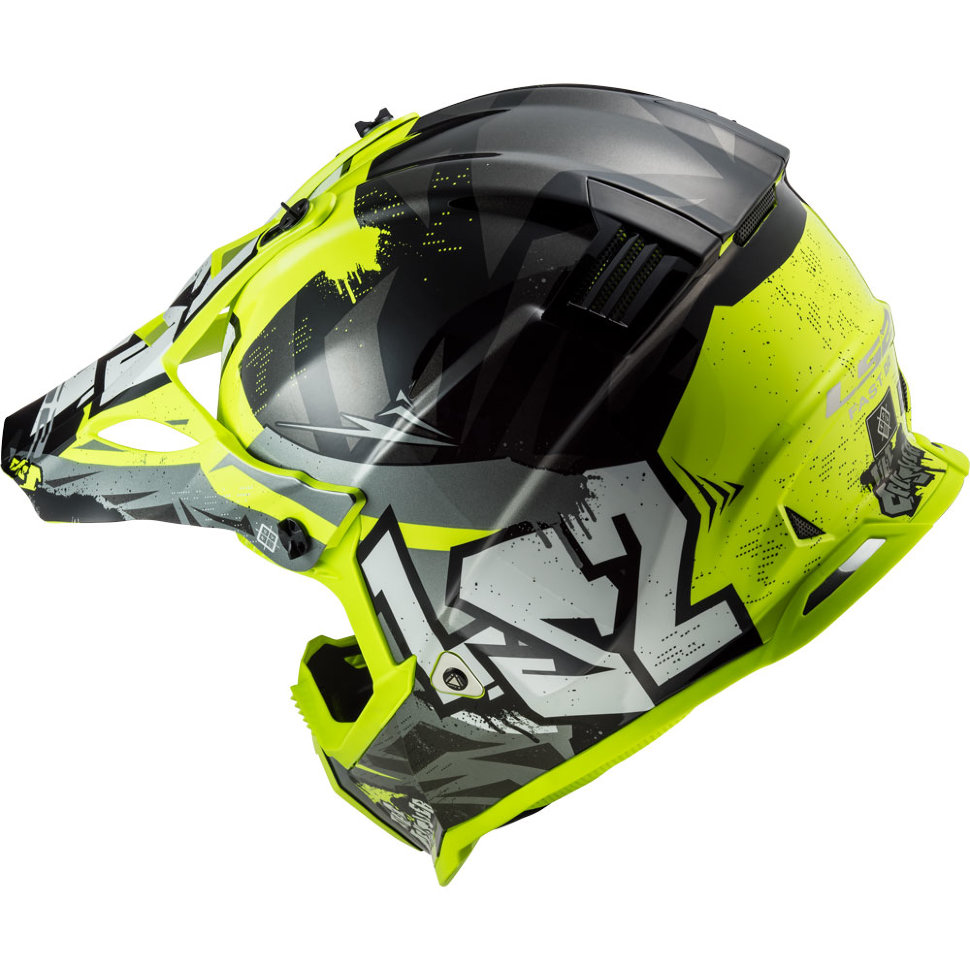 Мотошлем LS2 MX437 Fast Evo Crusher Black H-V Yellow