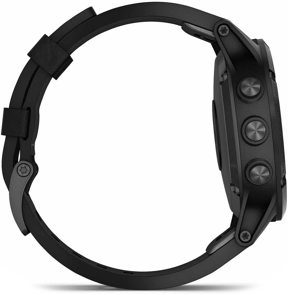 Спортивные часы Garmin Fenix 5 Plus Sapphire Black with Leather Band (010-01988-07)