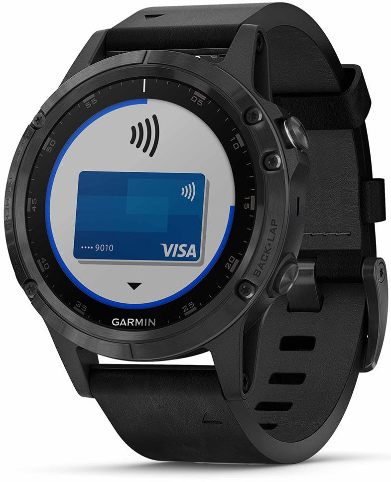 Спортивные часы Garmin Fenix 5 Plus Sapphire Black with Leather Band (010-01988-07)