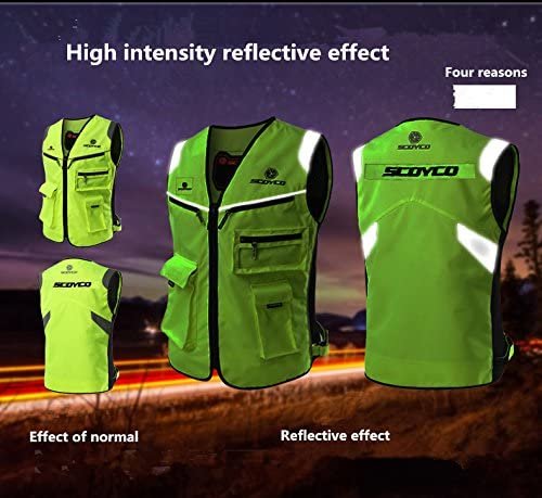Светоотражающий мотожилет с защитой Scoyco JK30 Green