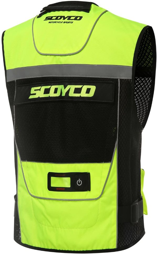 Светоотражающий мотожилет с защитой Scoyco JK46 Green