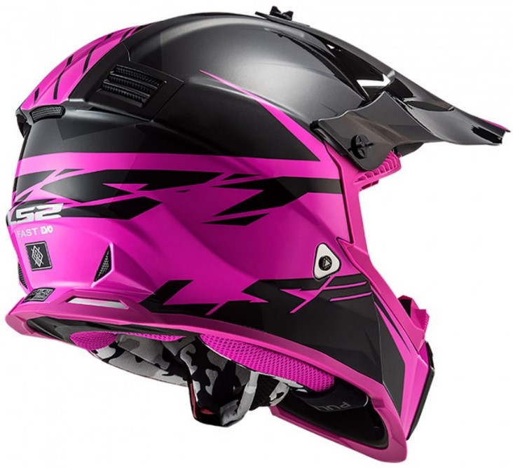 Мотошлем LS2 MX437 Fast Evo Roar Matt Black Purple