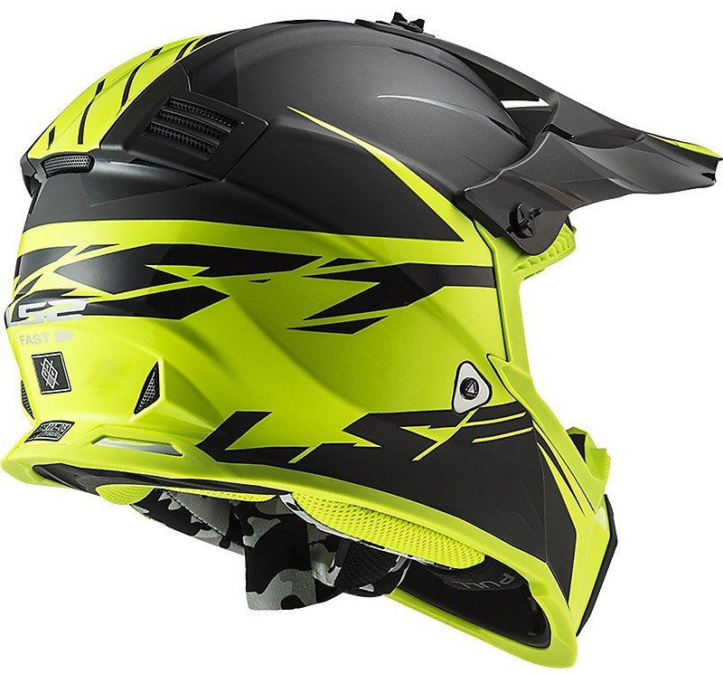 Мотошлем LS2 MX437 Fast Evo Roar Black Hi-Vis Yellow